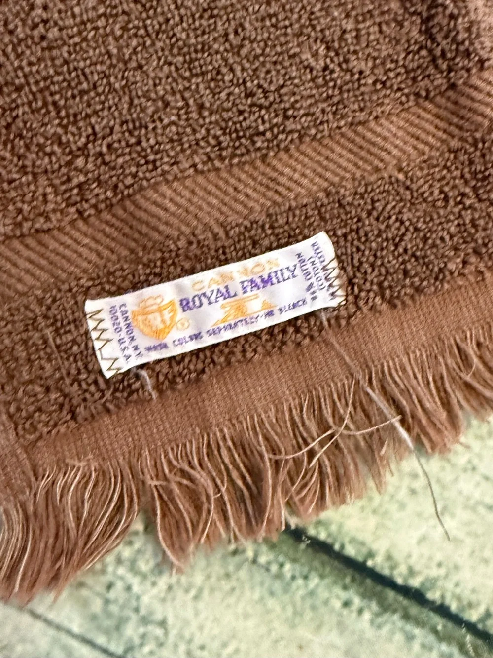 Vinatge Cannon royal family brown crochet finger hand towels.